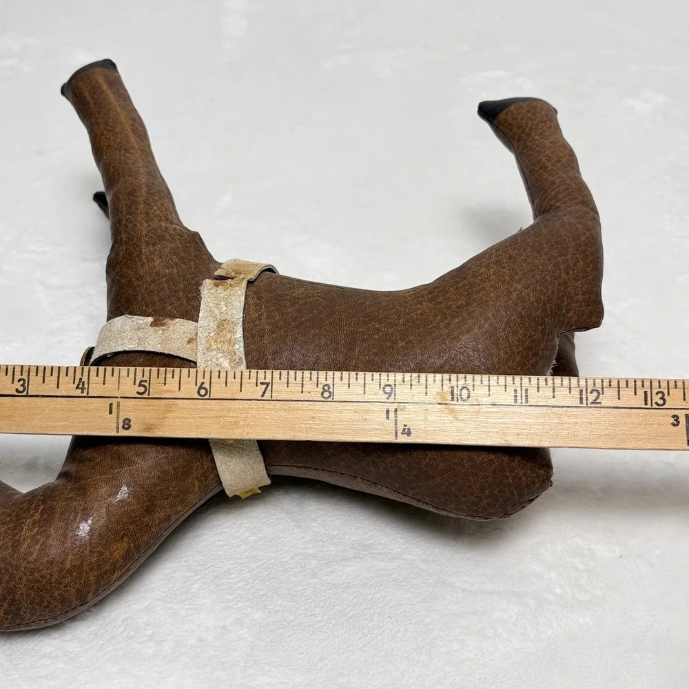 Mid Century Faux Leather Horse Plush Figurine Rustic Farmhouse Decor 12